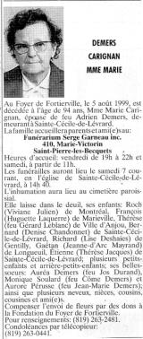 Genealogy Carignan