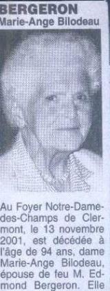 Genealogy Bilodeau